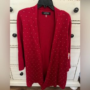 Red cardigan